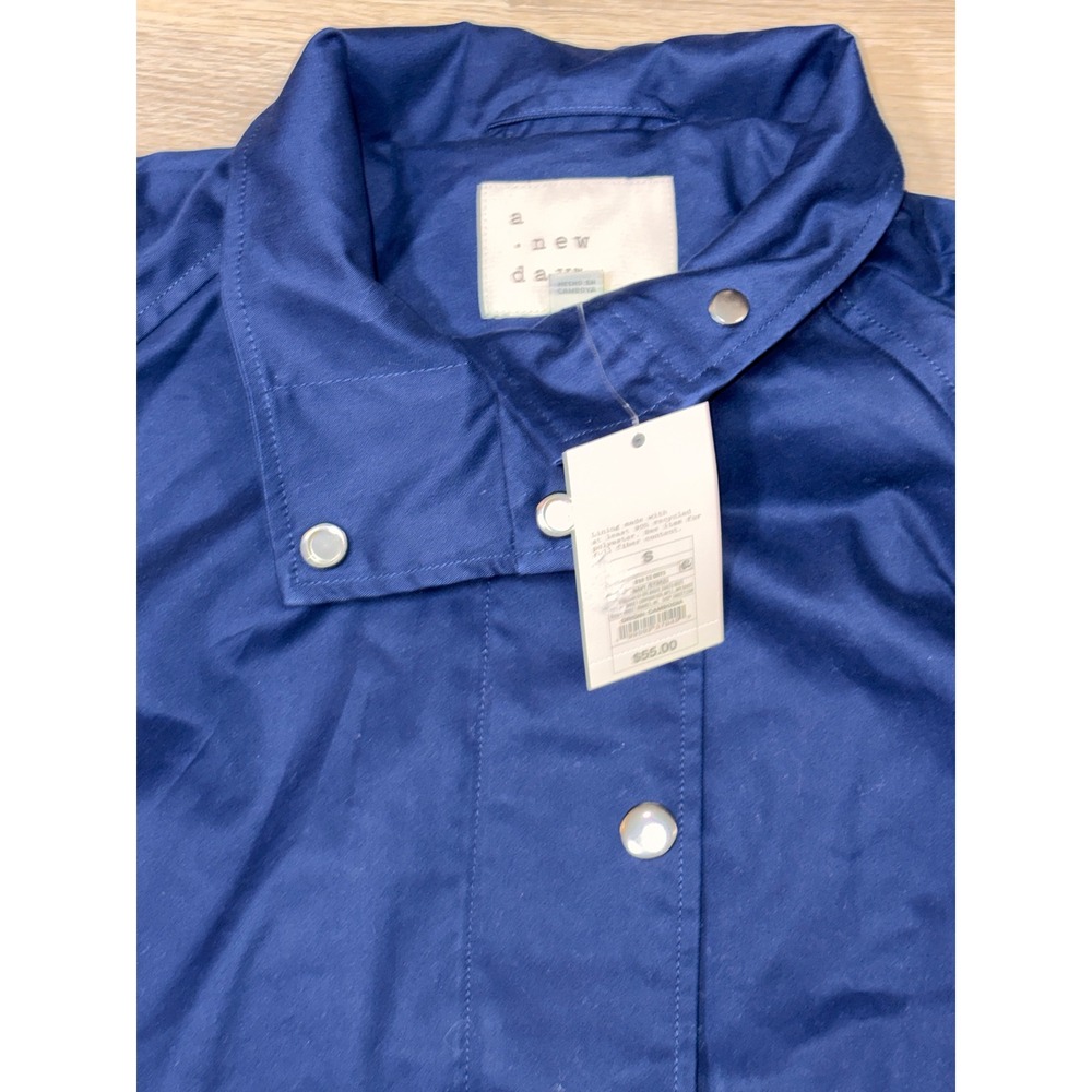 A New Day Womens Navy Blue Cinched Waist Anorak Jacket Coat Small NWT - Picture 4 of 7